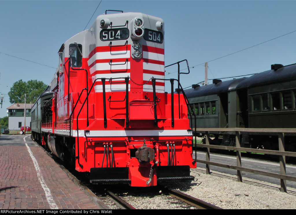 CB&Q 504 an EMD SD24 waits at the IRM depot.